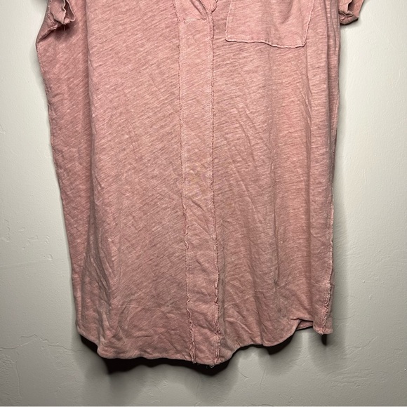 NWOT Free People Size Large Linen Blend The Posh Tee in Desert Rose Pink - Picture 10 of 11